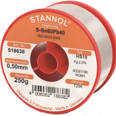 Stannol 60/40 HS10 Solder Wire 0.5mm 250gm Stannol 60/40 HS10 Solder Wire 0.5mm 250gm