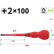 Vessel 1000V Insulated Screwdriver Phillips 2 x 100 Vessel 1000V Insulated Screwdriver Phillips 2 x 100