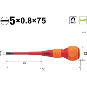 Vessel 1000V Insulated Screwdriver Slotted 5 x 75 Vessel 1000V Insulated Screwdriver Slotted 5 x 75