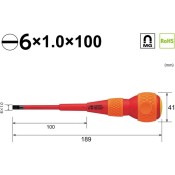 Vessel 1000V Insulated Screwdriver Slotted 6 x 100 Vessel 1000V Insulated Screwdriver Slotted 6 x 100