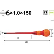 Vessel 1000V Insulated Screwdriver Slotted 6 x 150 Vessel 1000V Insulated Screwdriver Slotted 6 x 150